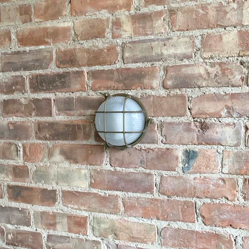 Contemporary Small Aged Brass Round Bulk Head Wall Lights-agapanthus-interiors-contemporary-aged-brass-round-bulk-head-wall-light-2-main-638231317095266191.jpeg
