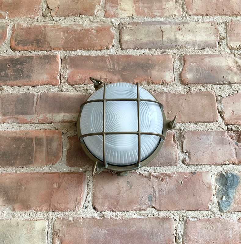 Contemporary Small Aged Brass Round Bulk Head Wall Lights-agapanthus-interiors-contemporary-aged-brass-round-bulk-head-wall-light-9-main-638231317026518374.jpeg