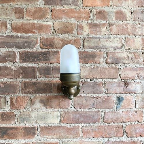 Contemporary Aged Brass Wall Lights With Enclosed Frosted Shade