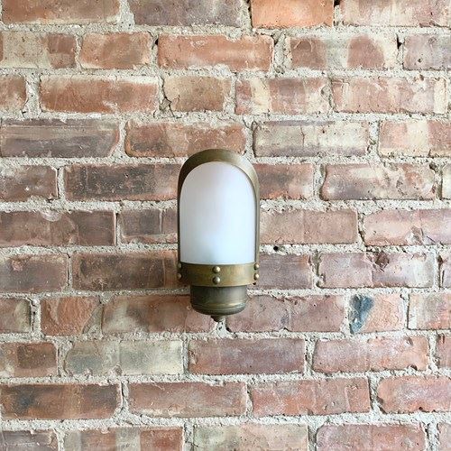 Contemporary Aged Brass Wall Lights With Frosted Shade