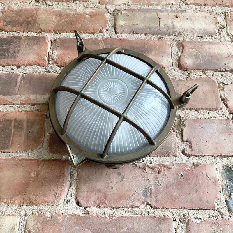 Contemporary Large Aged Brass Round Bulk Head Wall Lights-agapanthus-interiors-contemporary-large-aged-brass-round-bulk-head-wall-light-8-main-638231347812277522.jpeg