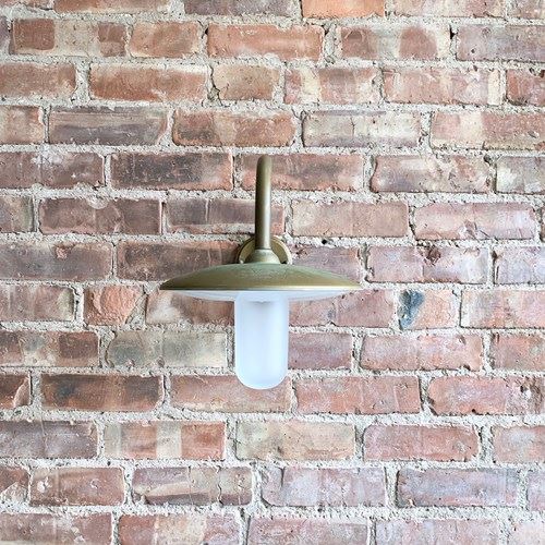 Contemporary Large Aged Brass Shaded Arched Wall Lights