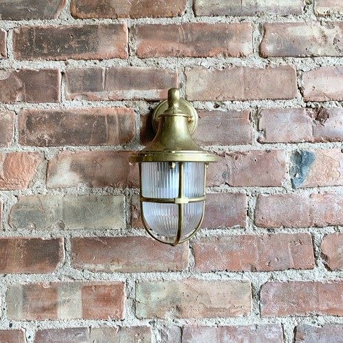 Contemporary Polished Brass Bulk Head Lantern Wall Light