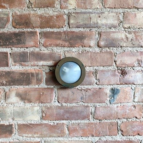 Contemporary Small Aged Brass Round Wall Lights