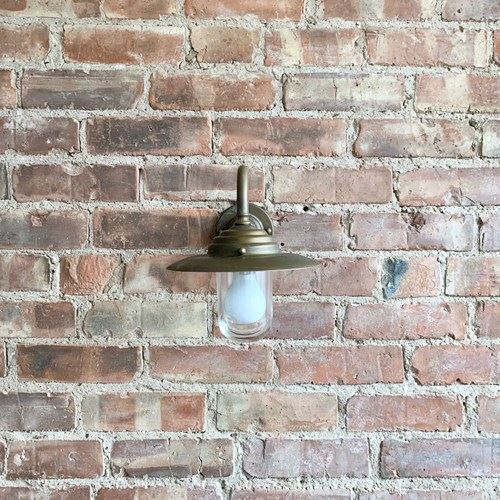 Contemporary Small Aged Brass Swan Neck Shaded Wall Lights