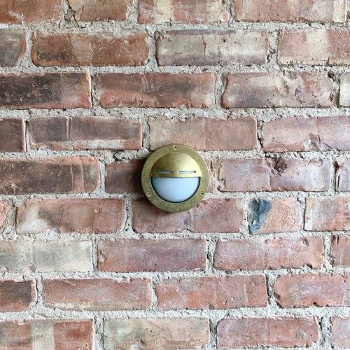 Contemporary Small Polished Brass Hooded Round Wall Lights