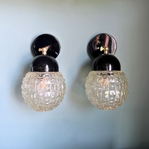 Contemporary Wall Lights, Amber Sha...