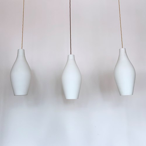 Danish Mid Century White Matte Glass Shades