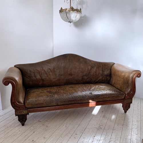 Early 19th Century Rosewood Leather Couch 