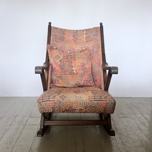 Early 20Th Century Upholstered Arts & Crafts Rocking Chair