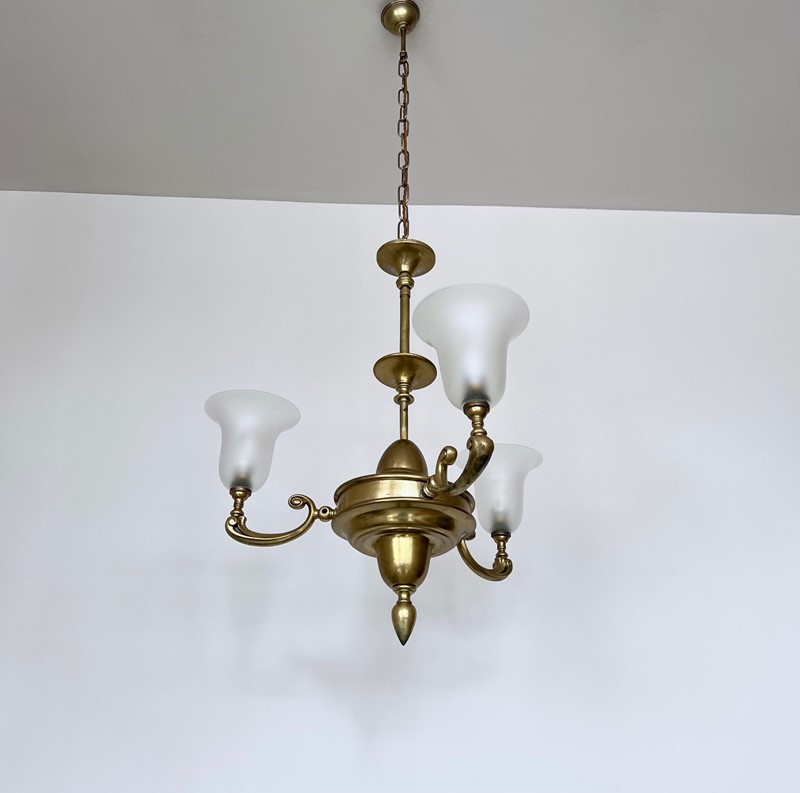 Electrified Gasolier Chandelier, Frosted Shades-agapanthus-interiors-electrified-gasolier-chandelier-with-frosted-tulip-shades-3-main-637981496677772476.jpg