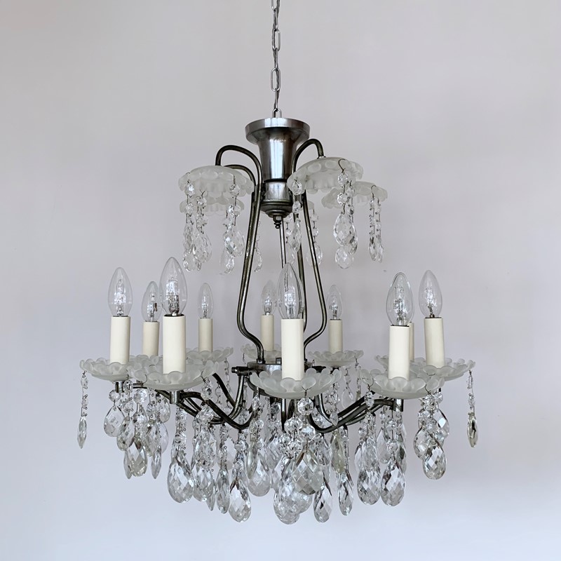 French Chromed Chandelier, Frosted Bobéche Pans-agapanthus-interiors-french-chromed-chandelier-with-frosted-bobeche-pans-and-cut-glass-harlequin-pear-drops-4-main-637672336809294846.jpeg
