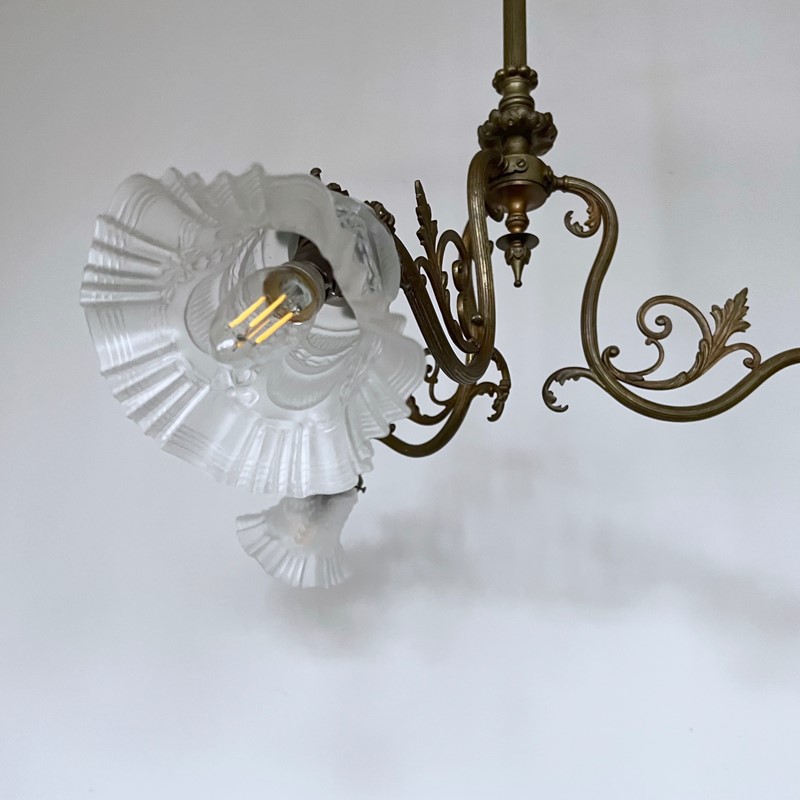 French Ornate Brass Downlighter -agapanthus-interiors-french-ornate-brass-downlighter-with-frosted-frilled-shades-4-main-637836418061426243.jpg