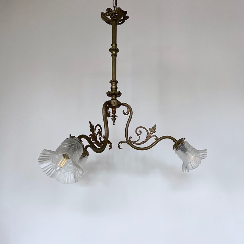 French Ornate Brass Downlighter -agapanthus-interiors-french-ornate-brass-downlighter-with-frosted-frilled-shades-main-637836417750803167.jpg