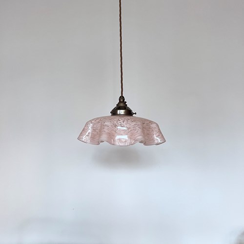 French Pink Mottled Glass Handkerchief Shade