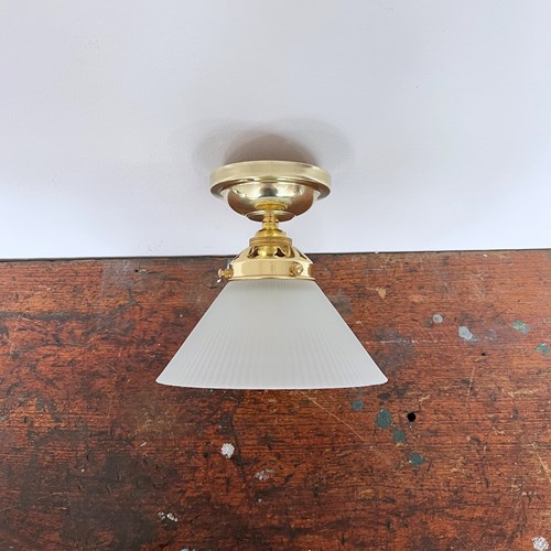 Frosted Conical Polished Brass Flush Fitting Lights