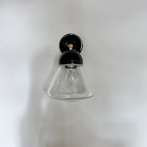 Contemporary Wall Light, Clear And Black Wall Fitting