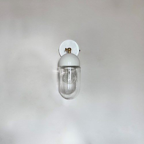 Contemporary Wall Light, White And Clear Glass 