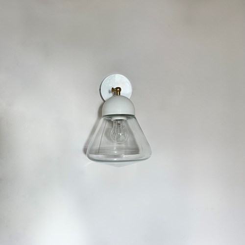 Contemporary Wall Light, Clear And White Wall Fitting