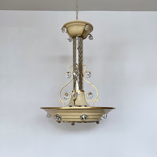 French Uplighter Chandelier With Mirror And Floral Details