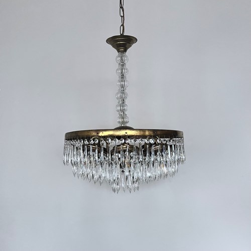 Large Continental Chandelier With Glass Stem
