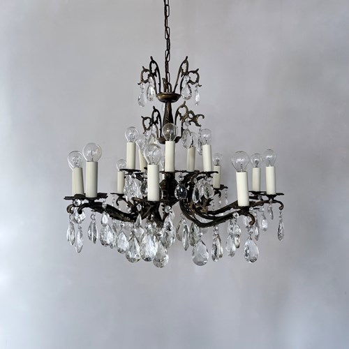 Large French Ornate Brass Chandelier