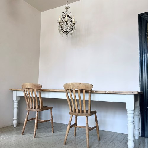 Large Pine Farmhouse Table With Painted Legs