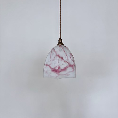 Mottled Pink And White Glass Shade
