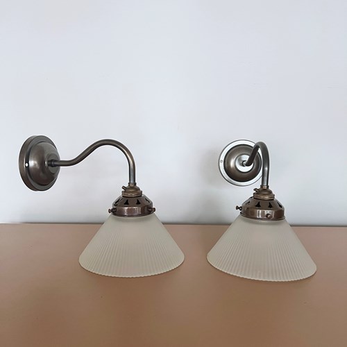 Newly Made Wall Lights With Frosted Conical Shades