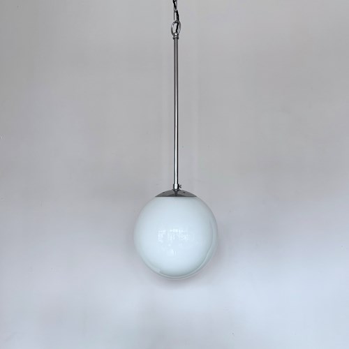 Opaline Globe Shade On Chrome Stem