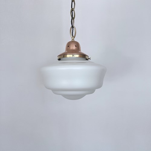 Opaline School House Pendant With Original Copperised Brass Gallery