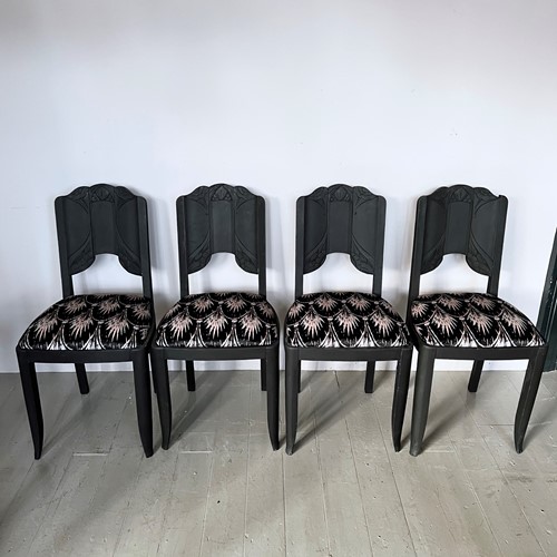 Four Painted Art Deco Chairs