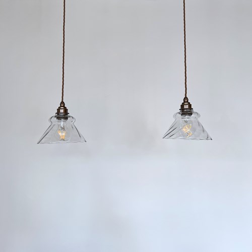 Pair Of Clear Glass Shades