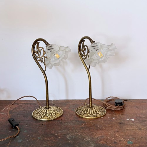 Pair Of Ornate Brass Table Lamps