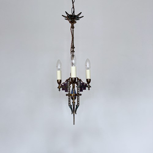 Russian Cloisonné Enamel Electrified Candelabra
