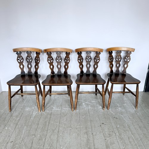 Set Of Four Ercol Plume Of Feathers Dining Chairs