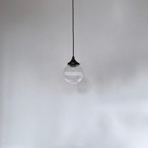 Contemporary Small Clear Ribbed Glass Globe Shades