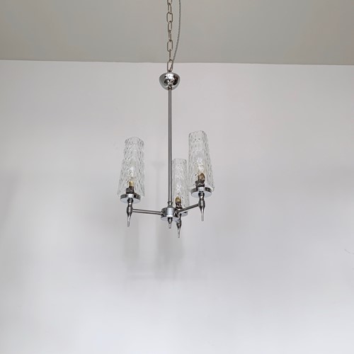 Small Mid Century Chromed Chandelier