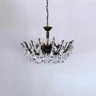 Small Multi Arm Chandelier With Crystal Cut Pear D...