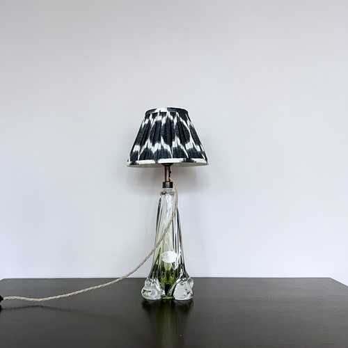 Val St. Lambert Belgian Lime Green Crystal Lamp