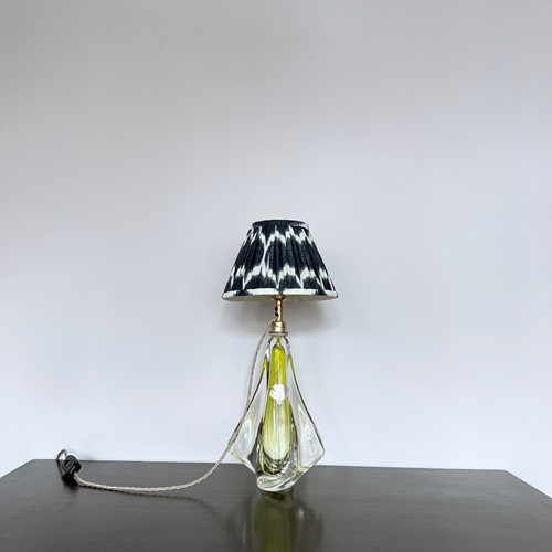 Val St. Lambert Belgian Yellow Crystal Lamp