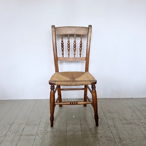 Wooden Chair With Woven Seat