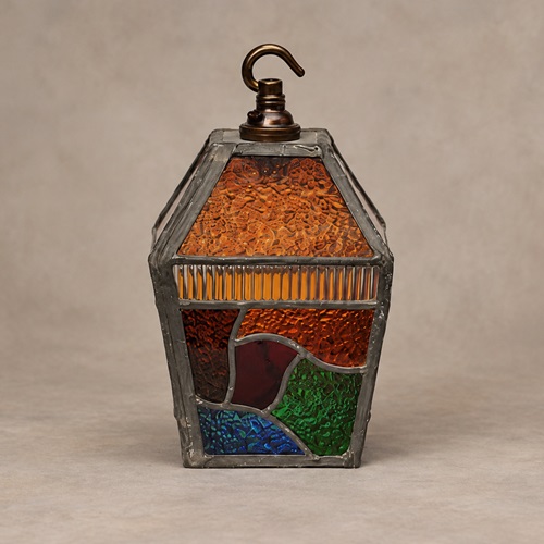 Lead & Stained Glass Porch Lantern Antique Light Lamp Lighting Garden Interior