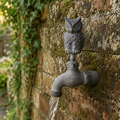 Owl Garden Tap Vintage Garden Water Hose Planter Trough Watering Brass Wall Tap