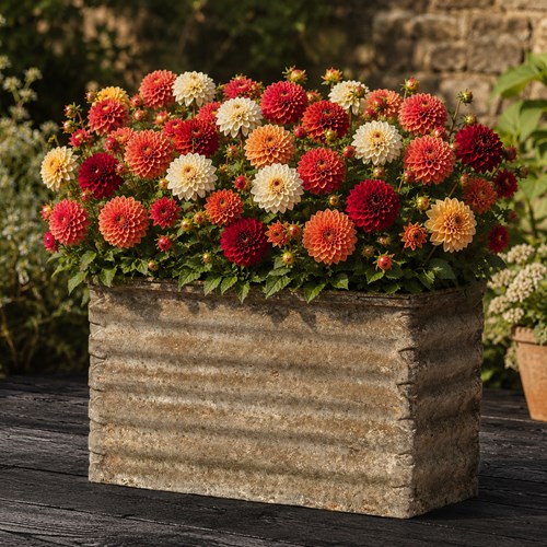 Corrugated Trough Antique Galvanised Zinc Garden Planter Old Cistern Water Tank 