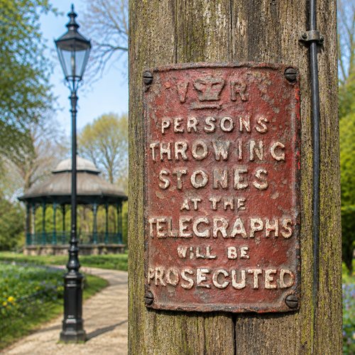 Prosecution Sign 1850 Plaque Telegraph Pole Cast Iron Victorian Antique English