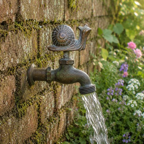Snail Garden Tap Vintage Garden Water Hose Planter Trough Watering Brass Can Top