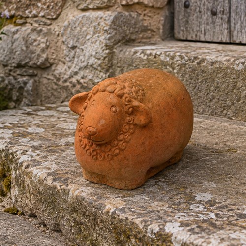 Terracotta Sheep Garden Ornament Old Vintage Farm Animal Farmer Show Livestock