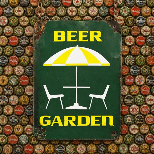 Enamel Beer Garden Sign 1980S Vintage Pub Garden Wall Plaque Ale Football Wine