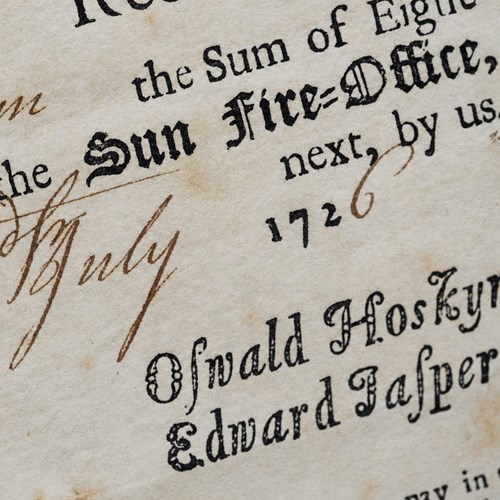 1726 Document Sun Fire Insurance Georgian London Picture Framed Wall Art History